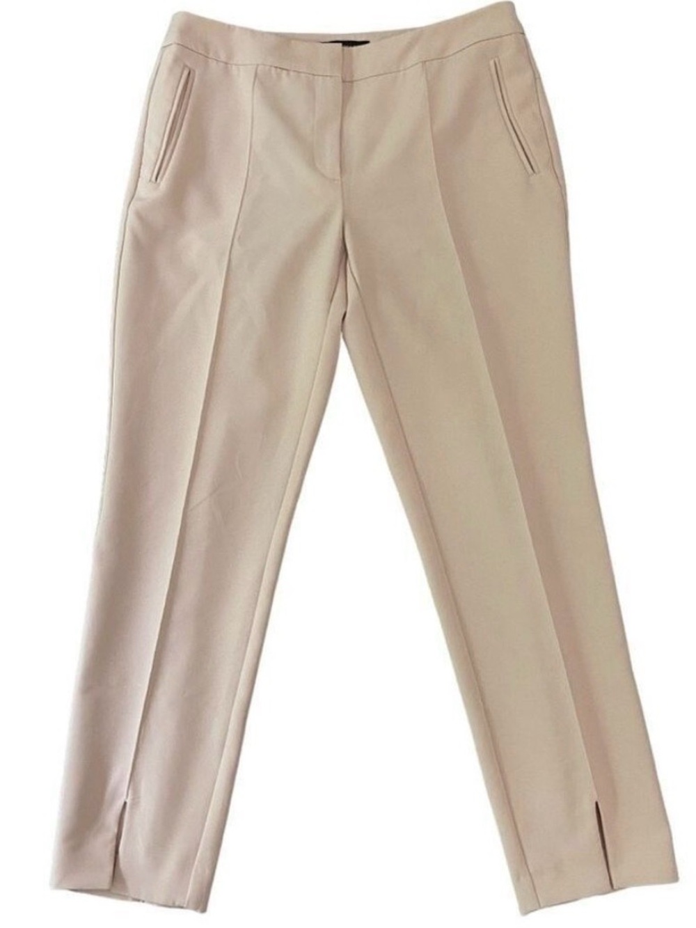 Adrianna Papell nude pink ankle trouser dress pants formal front pleated size 4